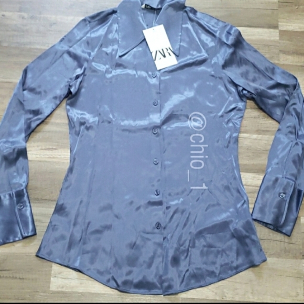 ZARA SATIN EFFECT TOP SHIRT BLOGGERS FAVORITE - Picture 10 of 11